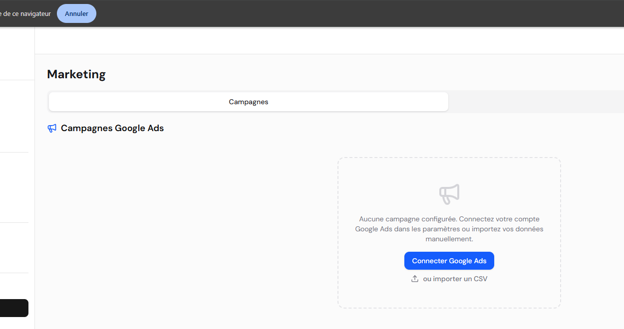Vue des campagnes marketing et attribution des appels